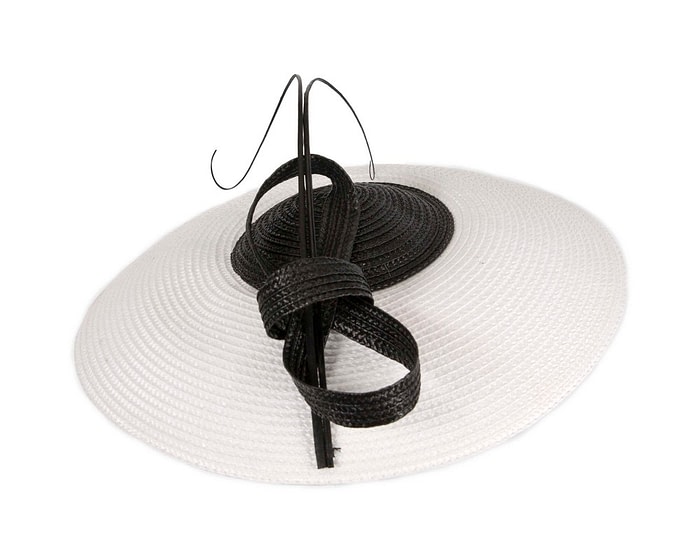 White & black Max Alexander PU Braid Saucer Fascinator - Image 3