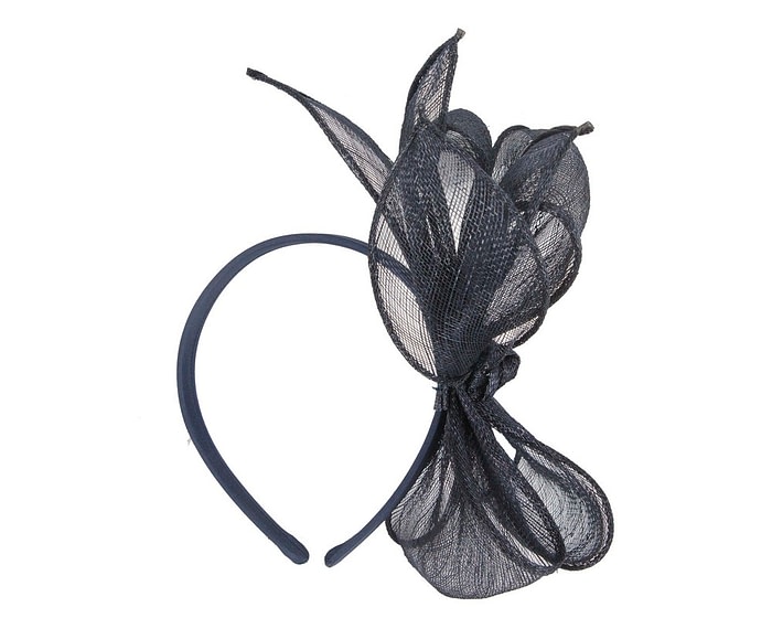 Max Alexander Elegant Navy Sinamay Bow Headband - Image 4