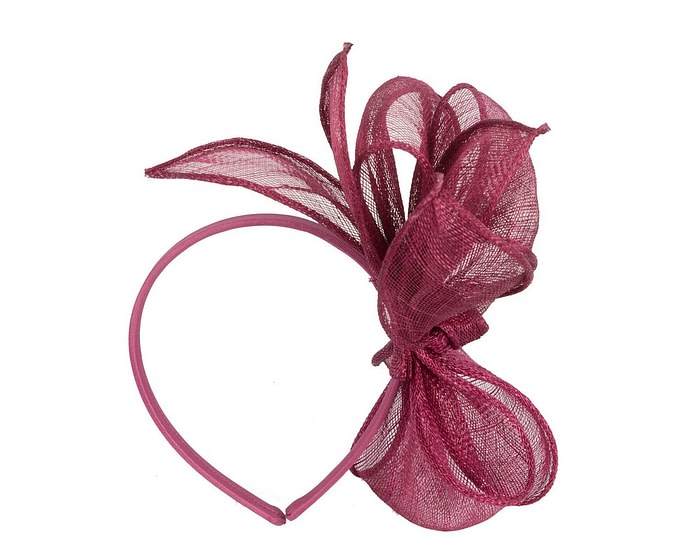 Max Alexander Elegant Burgundy Sinamay Bow Headband - Image 4
