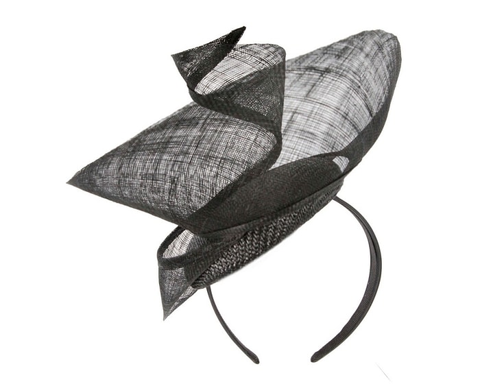 Bespoke black sinamay racing fascinator by Fillies Collection - Image 6