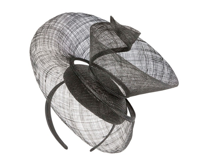 Bespoke black sinamay racing fascinator by Fillies Collection - Image 2