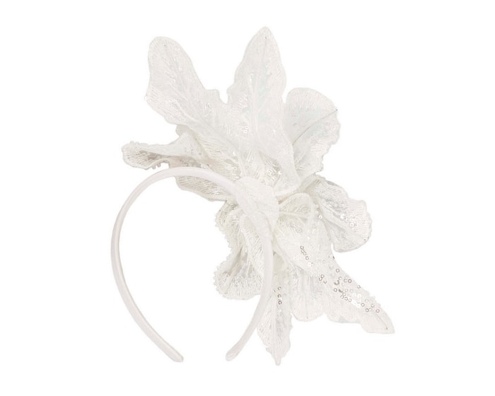 Australian made white lace fascinator - Image 4