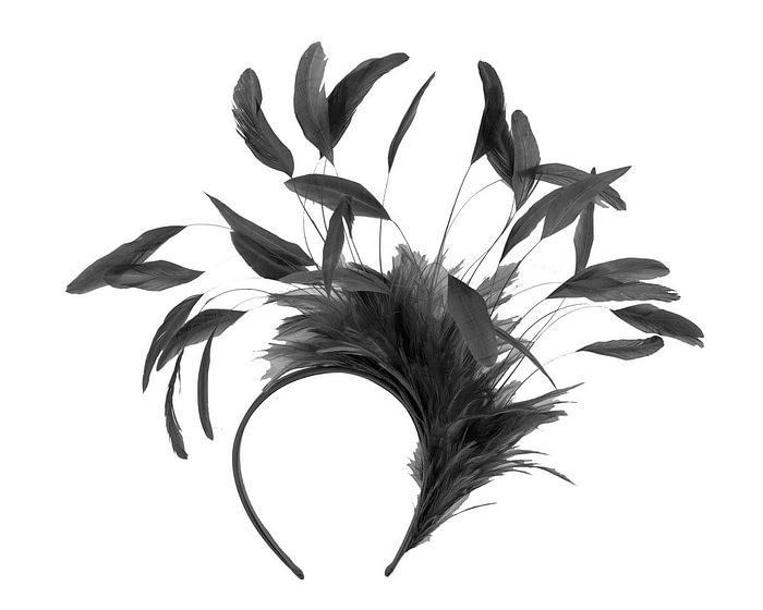 Large black feathers fascinator headband - Image 4