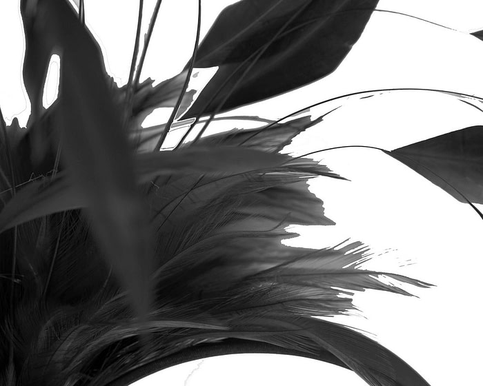 Large black feathers fascinator headband - Image 3
