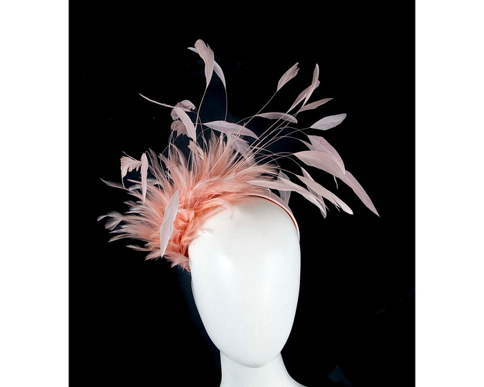 Large pink feathers fascinator headband
