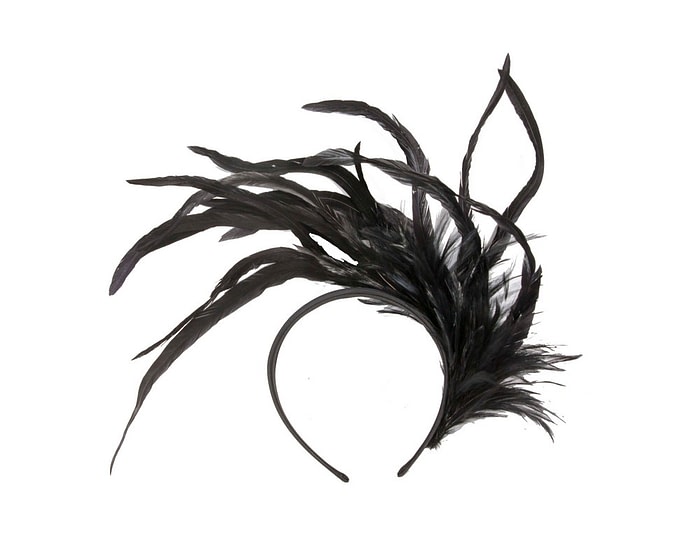 Large black feathers fascinator headband - Image 4