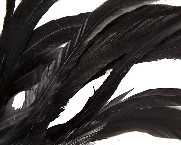 Large black feathers fascinator headband - Image 3