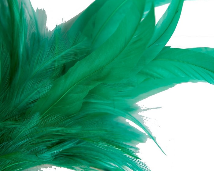 Large green feathers fascinator headband - Image 3