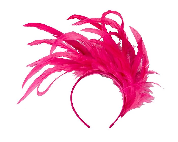 Large hot pink feathers fascinator headband - Image 4