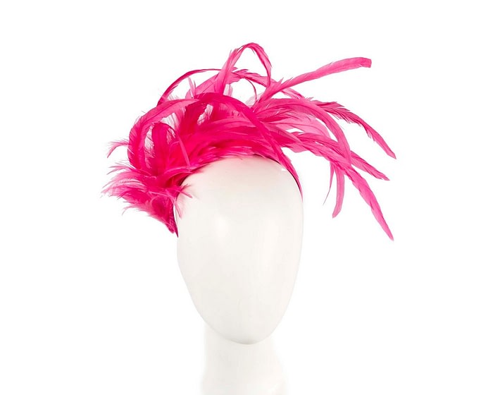 Large hot pink feathers fascinator headband