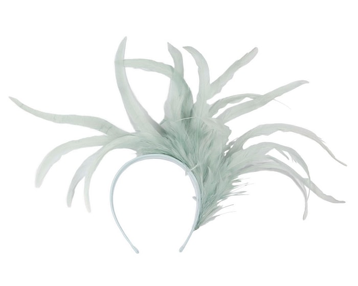 Large light blue feathers fascinator headband - Image 4