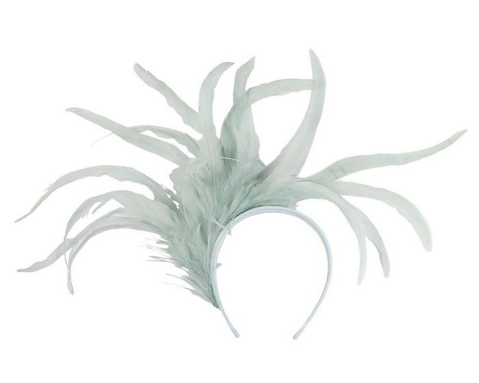Large light blue feathers fascinator headband - Image 2