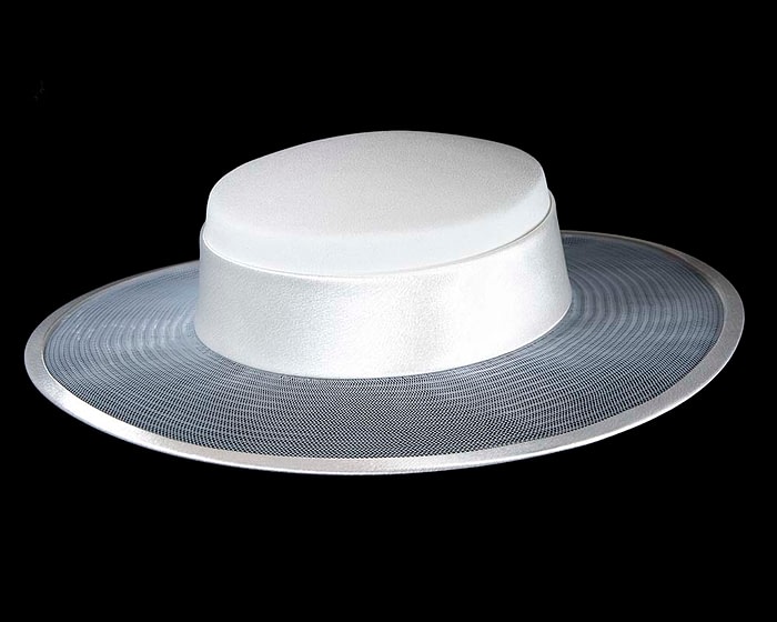 White boater hat by Cupids Millinery Melbourne - Image 2