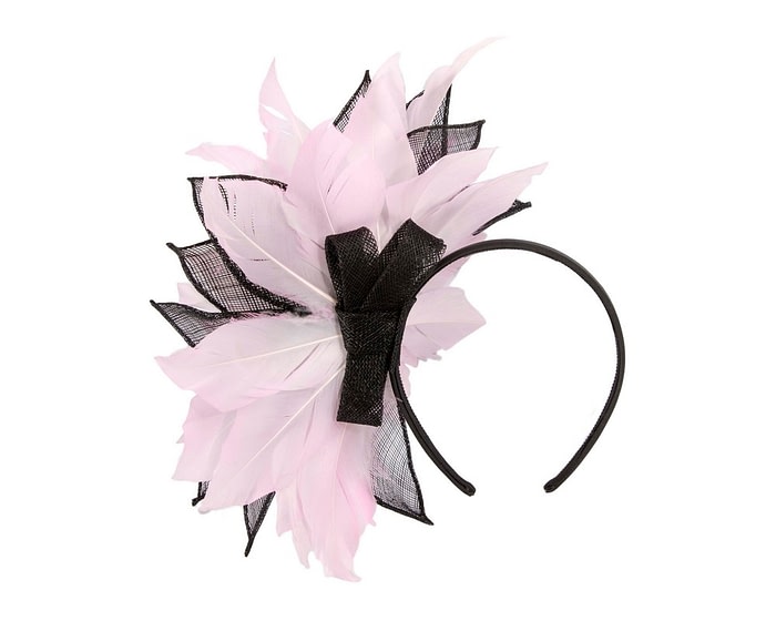 Max Alexander Floral Black & Pink Feather Fascinator - Image 4