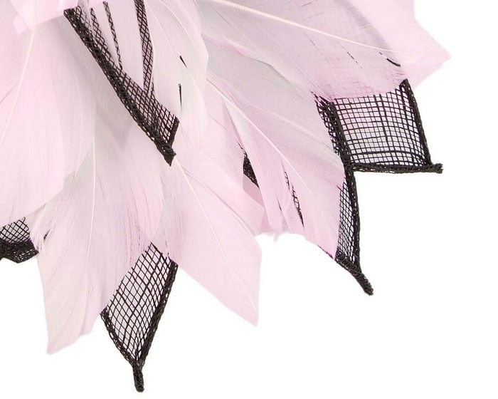 Max Alexander Floral Black & Pink Feather Fascinator - Image 3