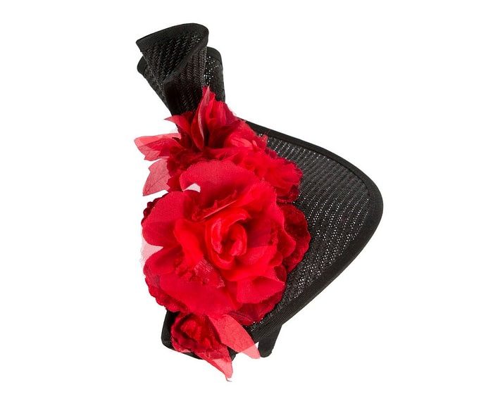 Bespoke large black and red flower fascinator by Fillies Collection - Image 4