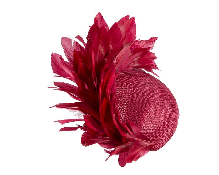 Burgundy feather fascinator by Fillies Collection - Image 4