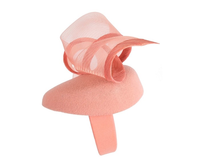 Elegant Coral Pillbox Fascinator for Winter Racing - Image 3