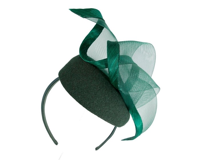 Elegant Dark Green Pillbox Fascinator for Winter Racing - Image 6