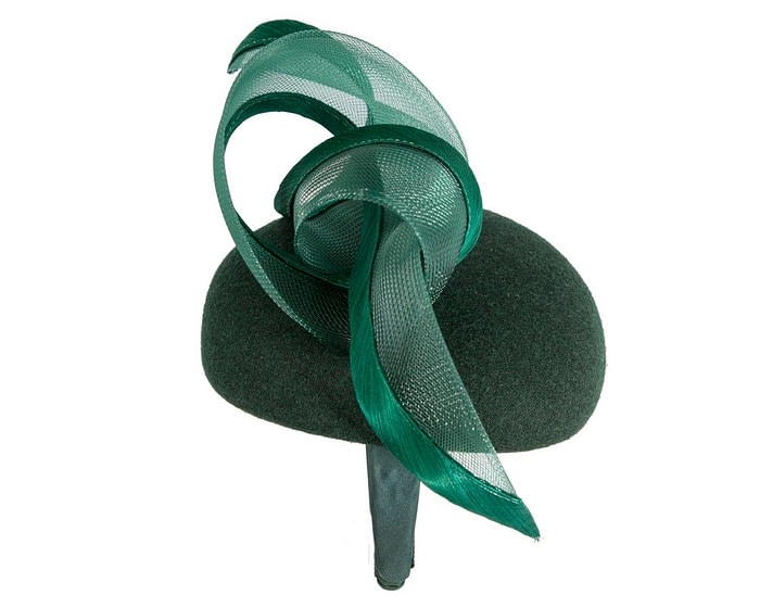 Elegant Dark Green Pillbox Fascinator for Winter Racing - Image 4