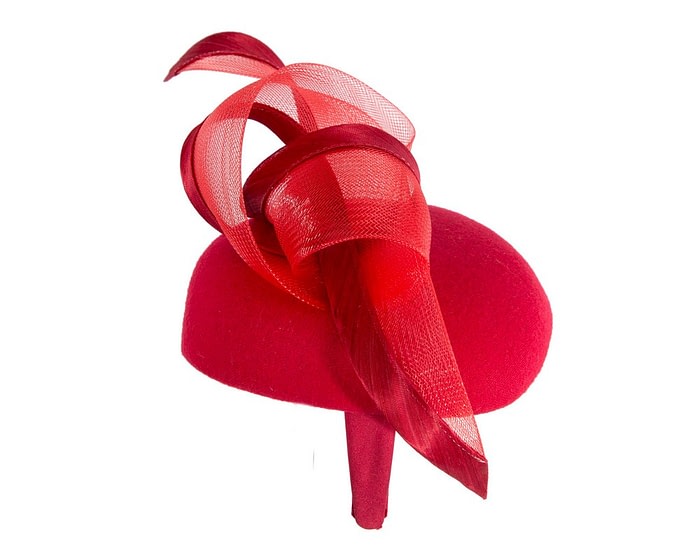Elegant Red Pillbox Fascinator for Winter Racing - Image 4