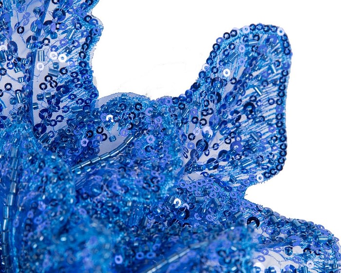 Sparkling Royal Blue Fascinator with Sequins by Fillies Collection - Image 3