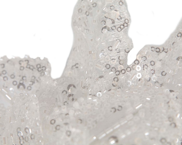 Sparkling White Fascinator with Sequins by Fillies Collection - Image 3