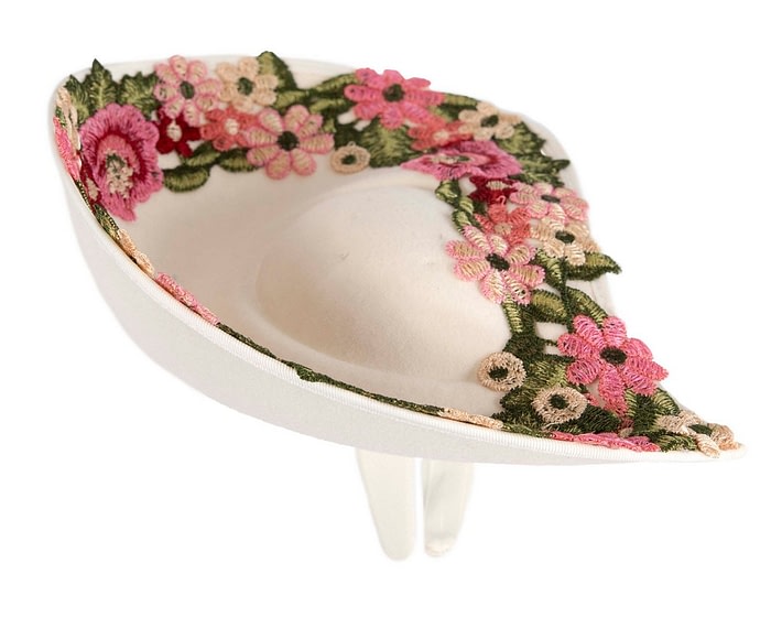 Cream Floral Fascinator with Embroidered Lace - Fillies Collection - Image 3