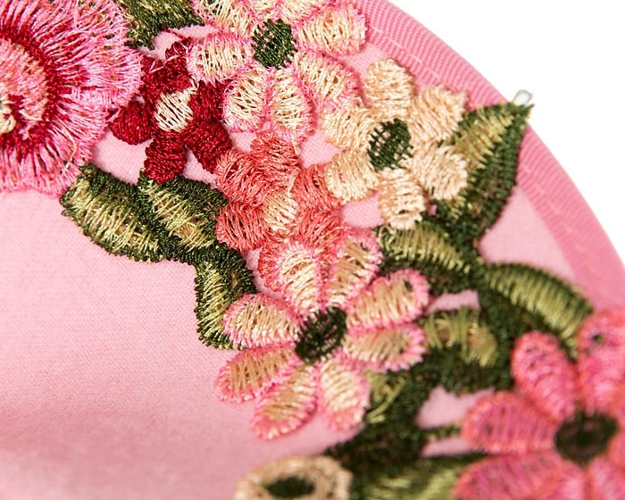 Pink Floral Fascinator with Embroidered Lace - Fillies Collection - Image 5
