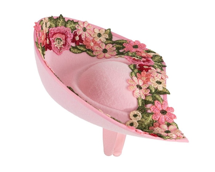 Pink Floral Fascinator with Embroidered Lace - Fillies Collection - Image 4