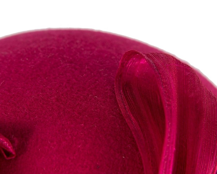 Bold Magenta Felt Hat with Silk Abaca Bow - Image 5