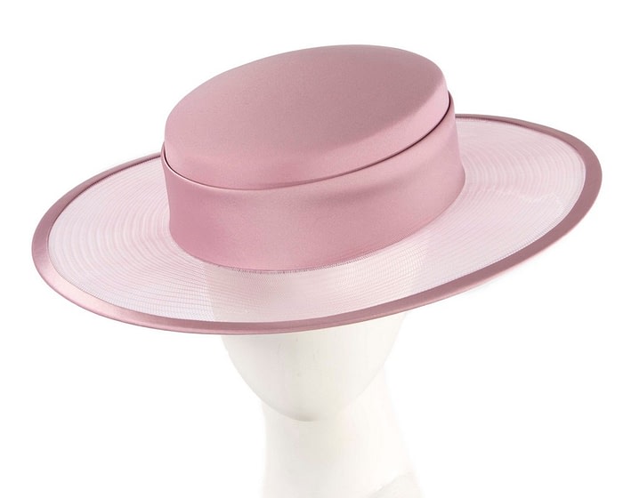Dusty Pink boater hat by Cupids Millinery Melbourne