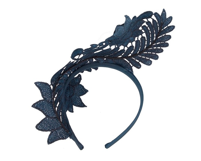 Stylish Navy Crown Lace Fascinator by Max Alexander - Image 4
