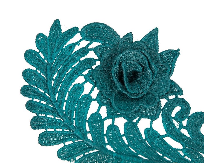 Stylish Teal Green Crown Lace Fascinator by Max Alexander - Image 3