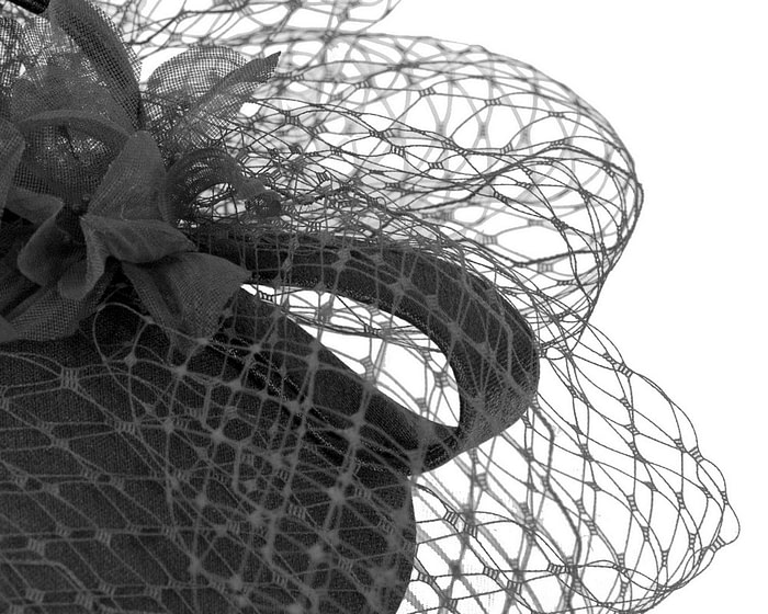Custom made black cocktail hat by Cupids Millinery - Image 4