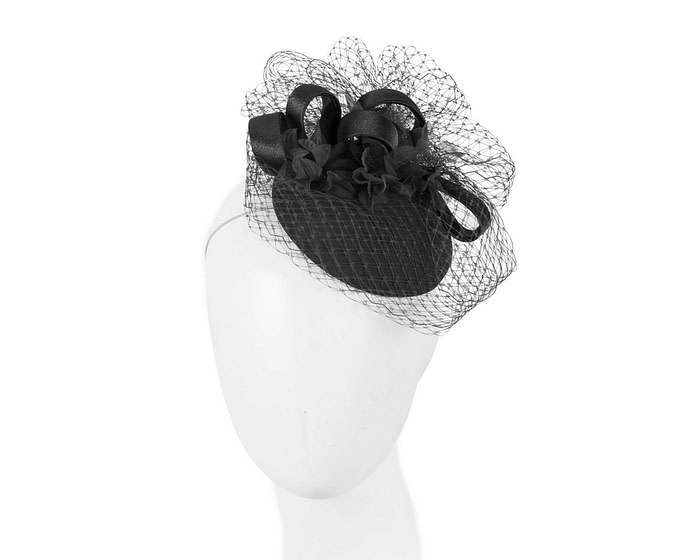Custom made black cocktail hat by Cupids Millinery