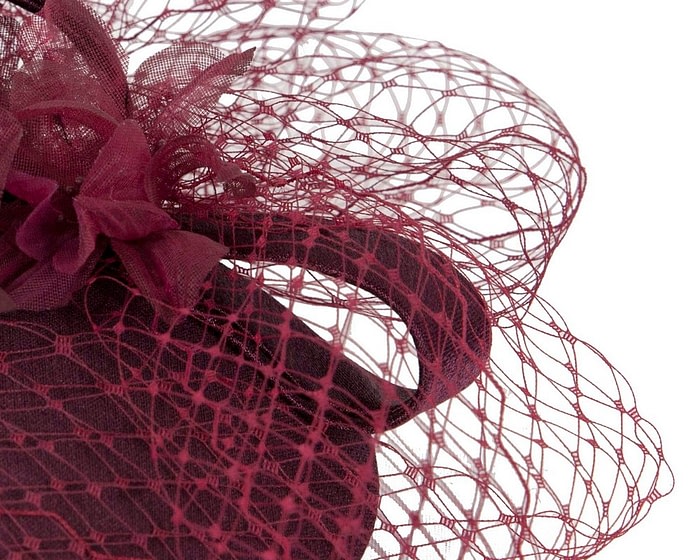 Custom made burgundy cocktail hat by Cupids Millinery - Image 4