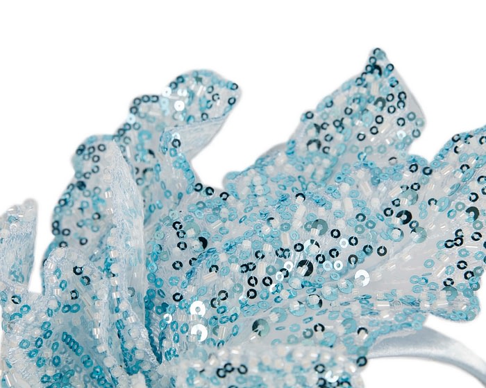Sparkling Light Blue Fascinator with Sequins by Fillies Collection - Image 3