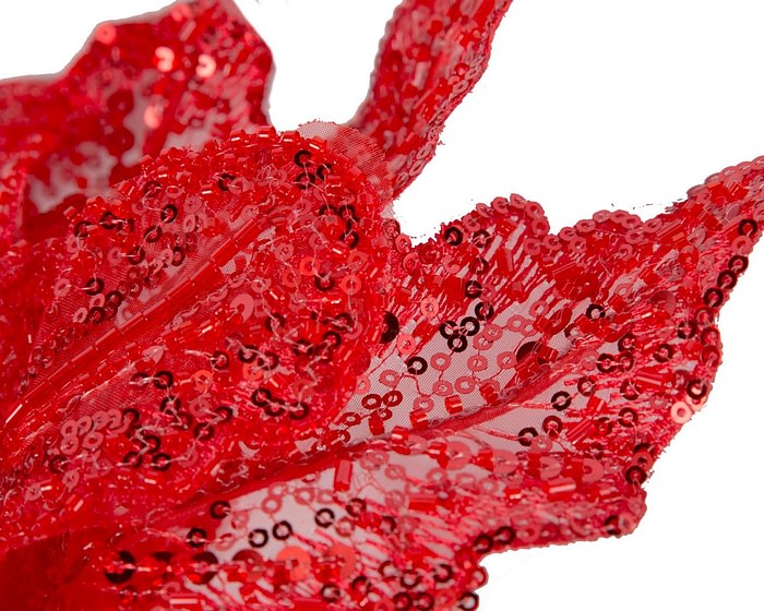 Sparkling Red Fascinator with Sequins by Fillies Collection - Image 3
