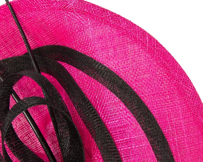 Elegant Fuchsia and Black Sinamay Fascinator by Max Alexander - Image 3