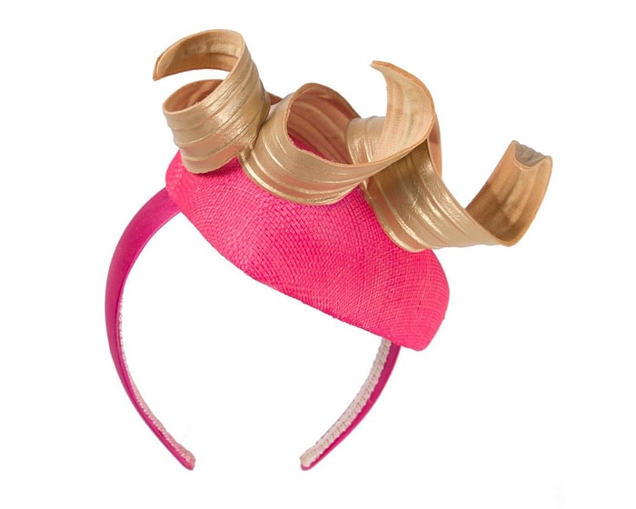 Bespoke hot pink & gold racing fascinator by Fillies Collection - Image 6