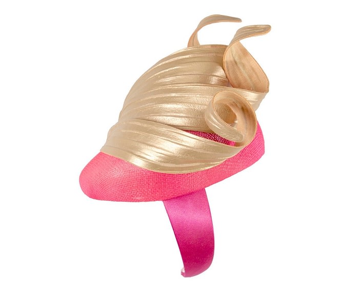 Bespoke hot pink & gold racing fascinator by Fillies Collection - Image 3