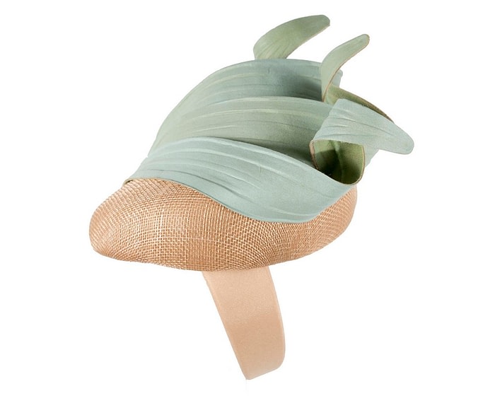Bespoke nude & green racing fascinator by Fillies Collection - Image 3