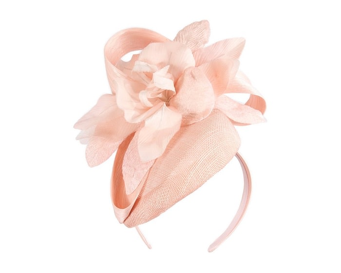 Tall pink pillbox fascinator with flower by Fillies Collection - Image 2
