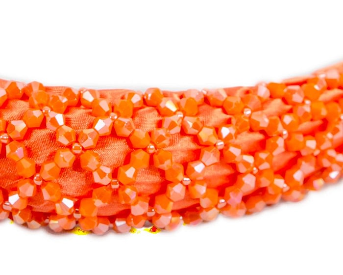 Fashion sparkling orange fascinator headband - Image 3