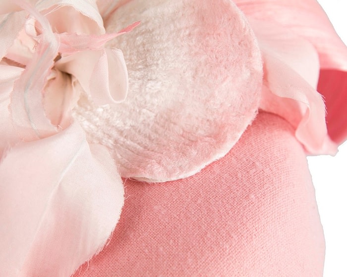 Tall pink felt pillbox with flower by Fillies Collection - Image 5