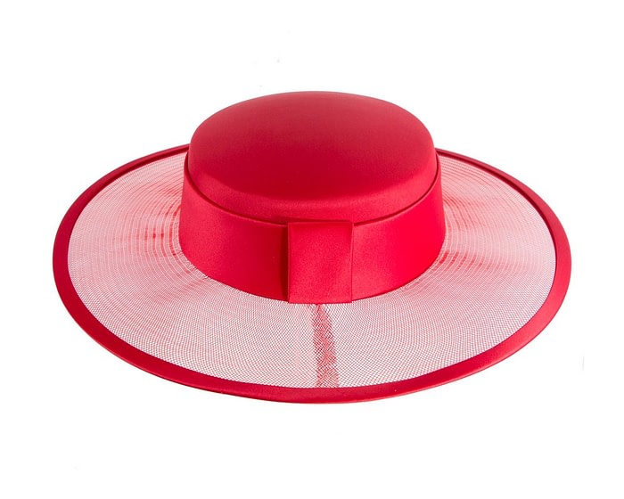 Red boater hat by Cupids Millinery Melbourne - Image 7