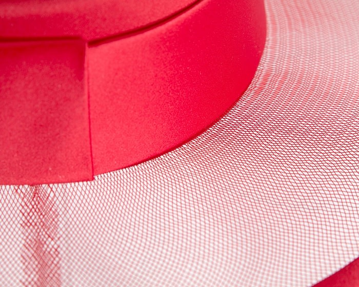 Red boater hat by Cupids Millinery Melbourne - Image 6