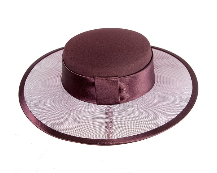Wine colored boater hat by Cupids Millinery Melbourne - Image 7