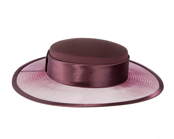 Wine colored boater hat by Cupids Millinery Melbourne - Image 3